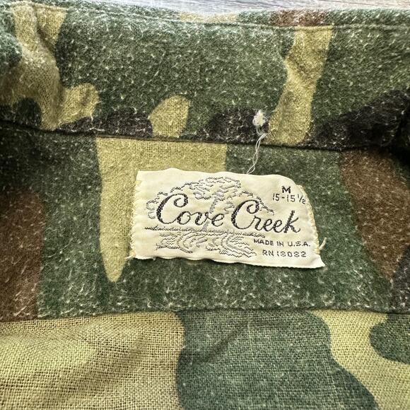 Vintage 60s 70s Camo Shirt Jacket Woodland Camouflage Mens M Button Shacket - Picture 3 of 7